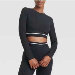 JoyLab Black Cropped Fit Long Sleeve Moisture Wicking Tee Size Medium​